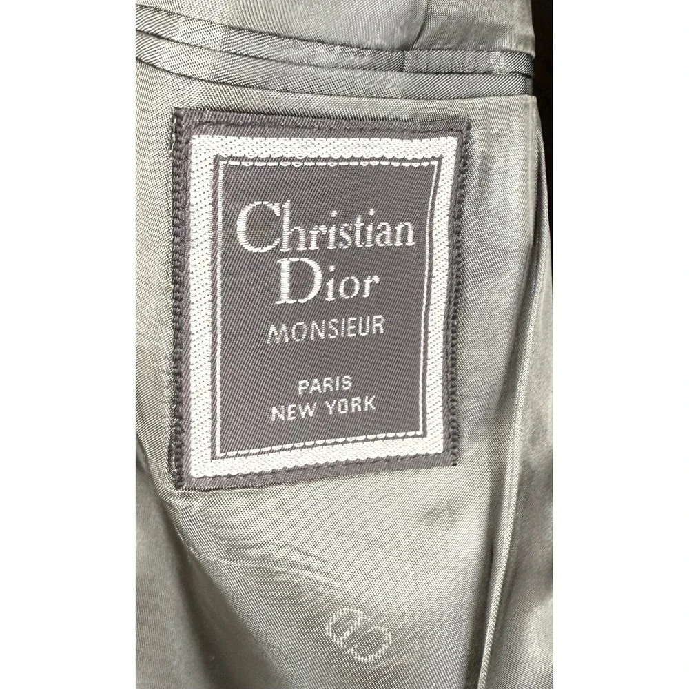 Christian Dior Monsieur Vintage Gray Pinstripe Wool Suit Blazer 44L Pants 36x31‎